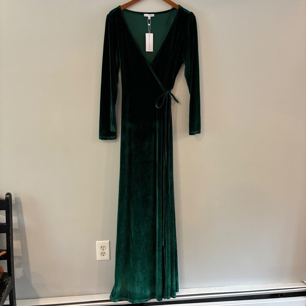 Baltic Born Emerald Green Velvet Wrap Maxi Dress